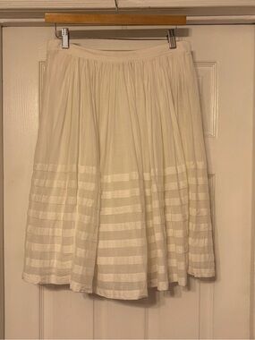 Burberry Cream Striped Circle Skirt